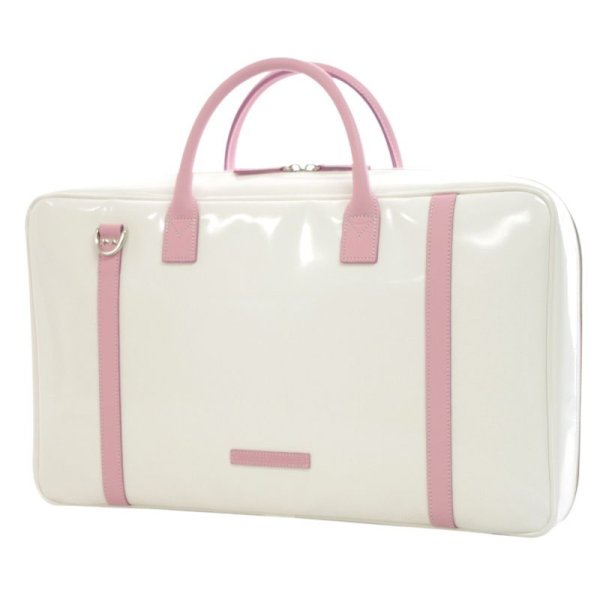 Photo2: NAHOK Oblong Briefcase [Ludwig/wf] White / Genuine Leather Pink {Waterproof, Temperature Adjustment & Shock Absorb}