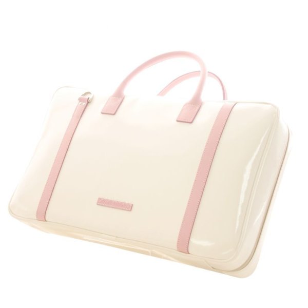 Photo1: NAHOK Oblong Briefcase [Ludwig/wf] White / Genuine Leather Pink {Waterproof, Temperature Adjustment & Shock Absorb}