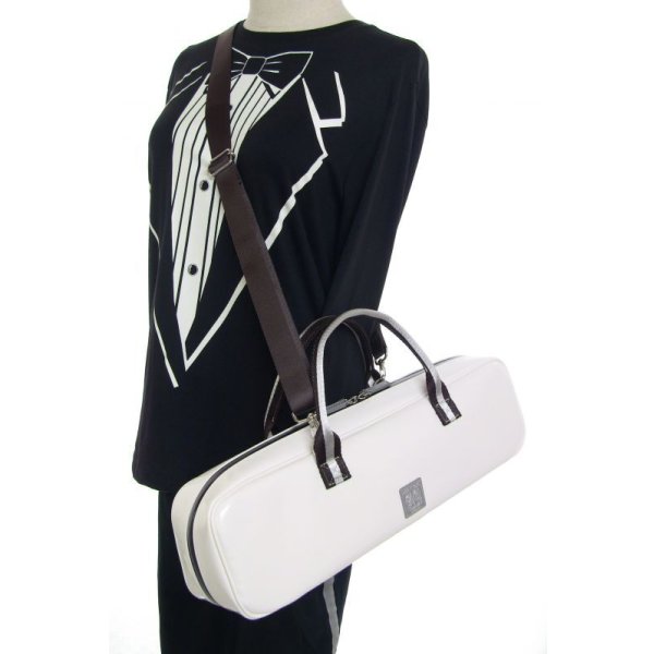 Photo9: For B&C foot, NAHOK Flute & Piccolo Case Bag [Grand Master3/wf] White / Choco & Silver Handle {Waterproof, Temperature Adjustment & Shock Absorb}