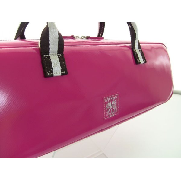 Photo2: For B&C foot, NAHOK Flute & Piccolo Case Bag [Grand Master3/wf] Fuchsia Pink / Choco & Silver Handle {Waterproof, Temperature Adjustment & Shock Absorb}