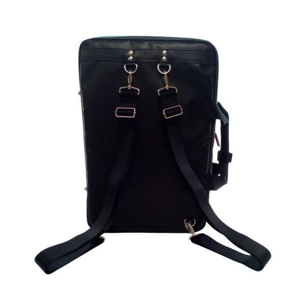 Photo7: NAHOK TOSCA case bag for Clarinet [Banderas II/wf] Matte Black/dark red leather emblem   {Waterproof, Temperature Adjustment & Shock Absorb}