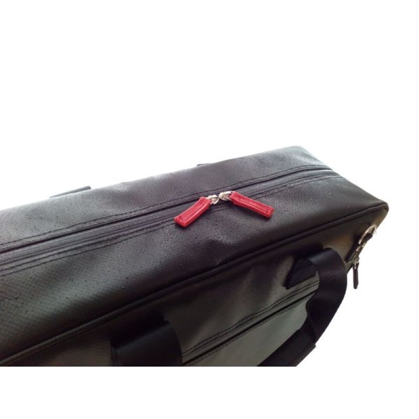 Photo3: NAHOK TOSCA case bag for Clarinet [Banderas II/wf] Matte Black/dark red leather emblem   {Waterproof, Temperature Adjustment & Shock Absorb}