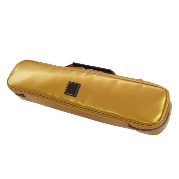 Photo1: NAHOK Flute Case Bag B Foot [Amadeus/wf] Gold / Choco Genuine Leather Handle {Waterproof, Temperature Adjustment & Shock Absorb}