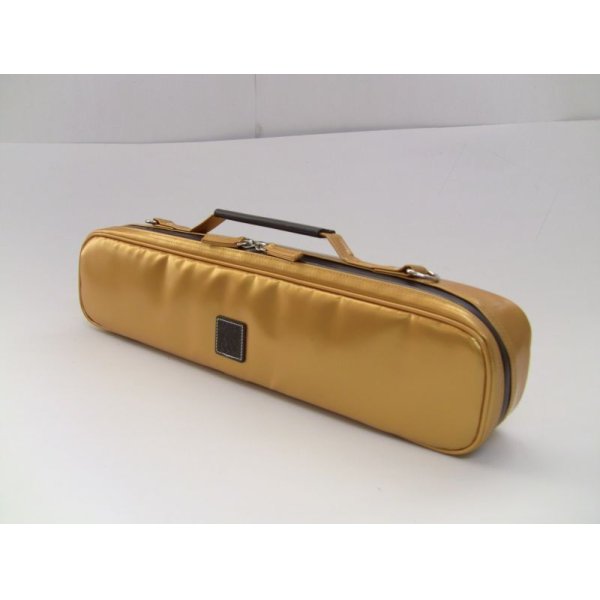 Photo2: NAHOK Flute Case Bag B Foot [Amadeus/wf] Gold / Choco Genuine Leather Handle {Waterproof, Temperature Adjustment & Shock Absorb}