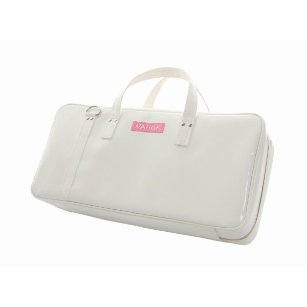 Photo1: NAHOK Clarinet Case Bag [Camarade/wf] White / Genuine Leather Light Pink Heart {Waterproof, Temperature Adjustment & Shock Absorb}