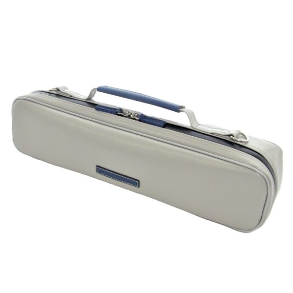 Photo2: NAHOK Flute Case Bag C Foot [Amadeus/wf] Matte Light Gray / Dark Blue Genuine Leather Handle {Waterproof, Temperature Adjustment & Shock Absorb}