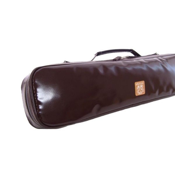 Photo2: NAHOK Alto Flute Case Guard C Foot [Krysar/wf] Chocolate / Gold Leather Emblem {Waterproof, Temperature Adjustment & Shock Absorb}