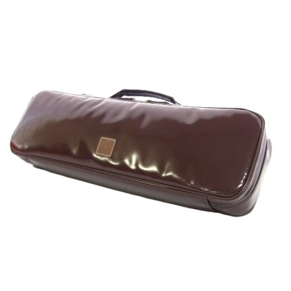 Photo1: NAHOK Alto Flute Case Guard C Foot Extra size [Krysar2/wf] Chocolate / Light brown Leather Emblem {Waterproof, Temperature Adjustment & Shock Absorb}