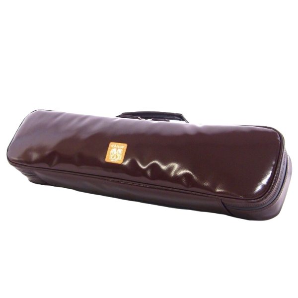 Photo1: NAHOK Alto Flute Case Guard C Foot [Krysar/wf] Chocolate / Gold Leather Emblem {Waterproof, Temperature Adjustment & Shock Absorb}