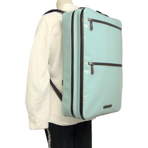 Photo2: NAHOK W Case 2 Compart Backpack [Carlito 2/wf] for Flute Players Peacock Green / Chocolate {Waterproof, Temperature Adjustment & Shock Absorb}