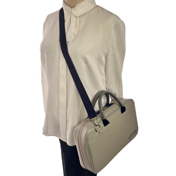 Photo6: NAHOK Single Oboe Case Bag [The Mission2/wf] Matte light grey・dark  blue/2handles with genuine Leather grey emblem {Waterproof, Temperature Adjustment & Shock Absorb}