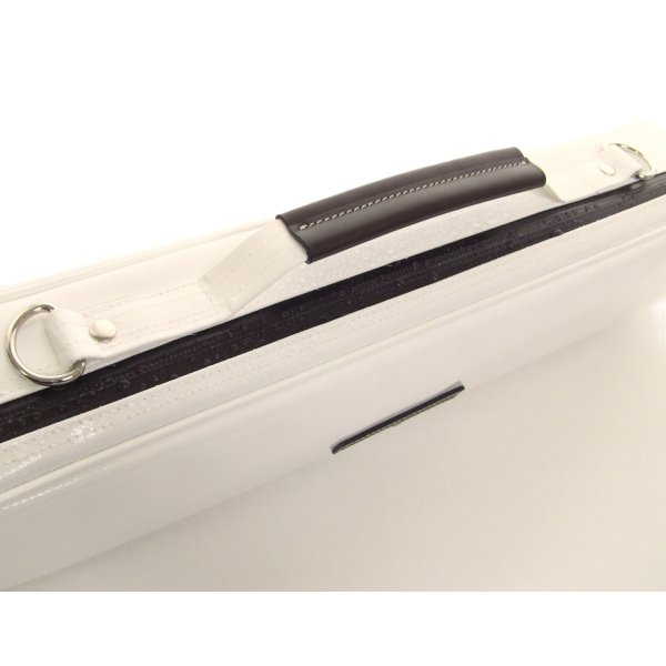 Photo4: NAHOK Flute Case Bag B Foot [Amadeus/wf] White special coating / Chocolate Genuine Leather Handle & Emblem {Waterproof, Temperature Adjustment & Shock Absorb}