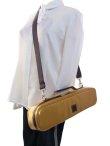 Photo9: NAHOK Flute Case Bag B Foot [Amadeus/wf] Gold / Choco Genuine Leather Handle {Waterproof, Temperature Adjustment & Shock Absorb}