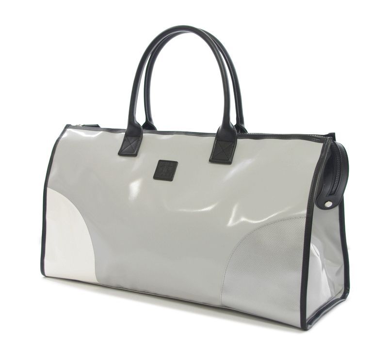 white and silver bag