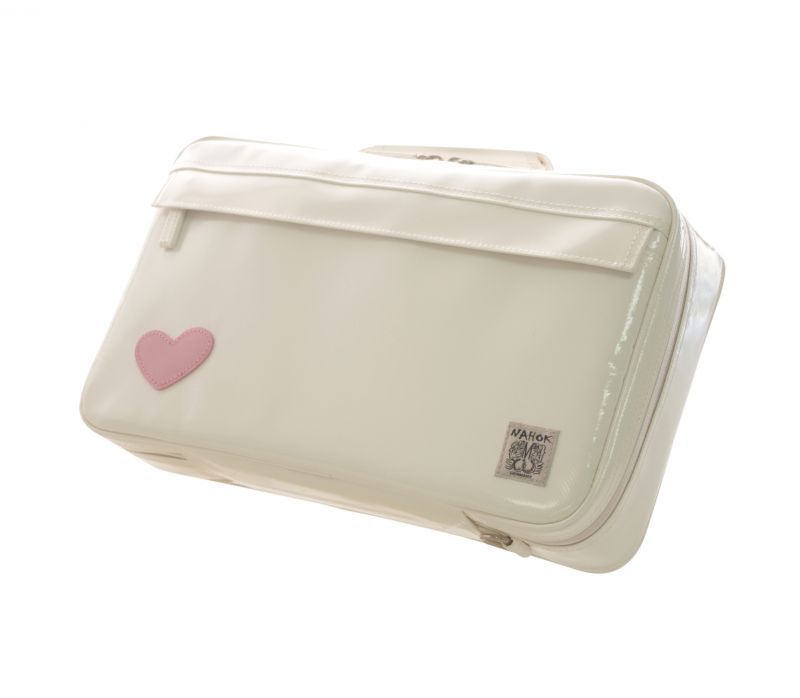 Photo1: NAHOK Single Oboe Case Bag [The Mission/wf] White with Genuine Leather Light Pink Heart {Waterproof, Temperature Adjustment & Shock Absorb}