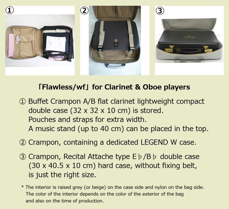 Photo: Crampon A/B flat clarinet compact double case & E♭/B♭ double case recital attache type "Flawless/wf" Matte Black