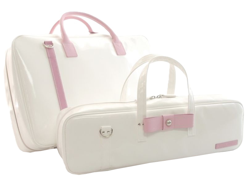 Photo: NAHOK Flute & Piccolo Case Bag C Foot [Grand Master2/wf] White / Light Pink Genuine Leather Ribbon {Waterproof, Temperature Adjustment & Shock Absorb}