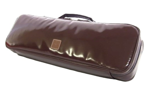 Photo1: NAHOK Alto Flute Case Guard C Foot Extra size [Krysar2/wf] Chocolate / Light brown Leather Emblem {Waterproof, Temperature Adjustment & Shock Absorb}