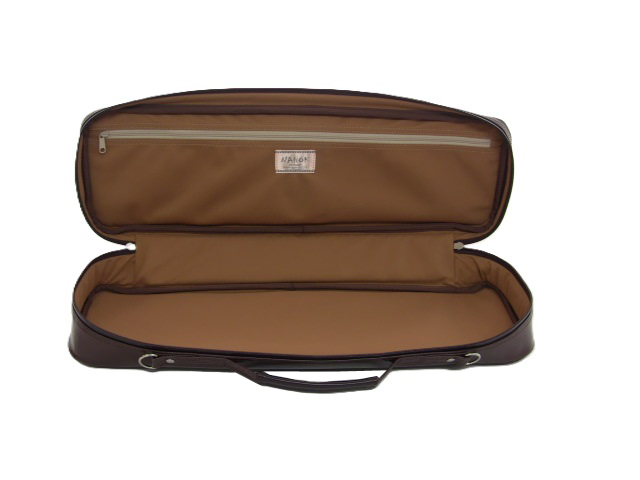 Photo: NAHOK Alto Flute Case Guard C Foot Extra size [Krysar2/wf] Chocolate / Light brown Leather Emblem {Waterproof, Temperature Adjustment & Shock Absorb}