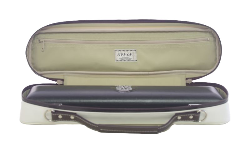 Photo: NAHOK Flute Case Bag B Foot [Amadeus/wf] White / Chocolate Genuine Leather Handle {Waterproof, Temperature Adjustment & Shock Absorb}