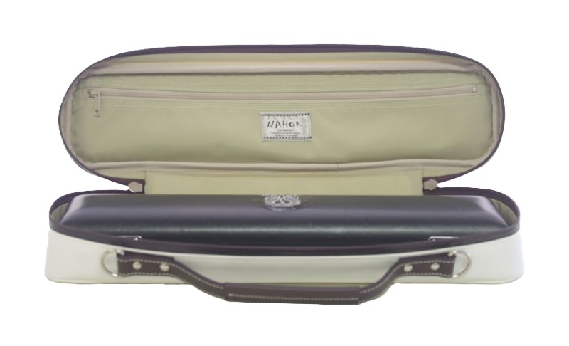 Photo: NAHOK Flute Case Bag B Foot [Amadeus/wf] Ivory / Choco Genuine Leather Handle {Waterproof, Temperature Adjustment & Shock Absorb}