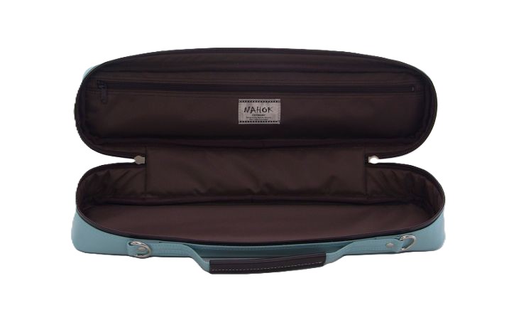 Photo: NAHOK Flute Case Bag B Foot [Amadeus/wf] Peacock green / Chocolate Genuine Leather Handle {Waterproof, Temperature Adjustment & Shock Absorb}