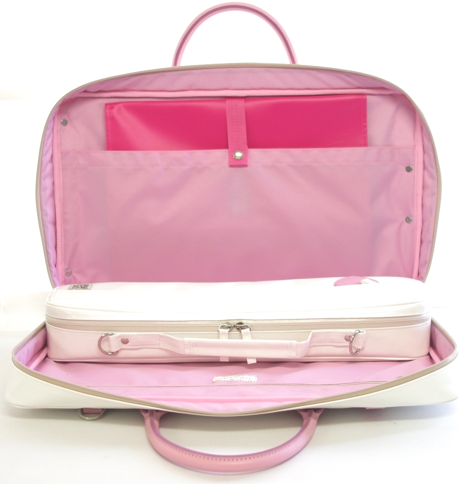 Photo: NAHOK Score Briefcase [Ludwig/wf] for Flute Players White / Genuine Leather Pink {Waterproof, Temperature Adjustment & Shock Absorb}